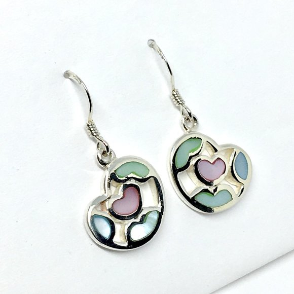 Abstract Love ~ Sterling Silver Dangle Earrings - Picture 4 of 5